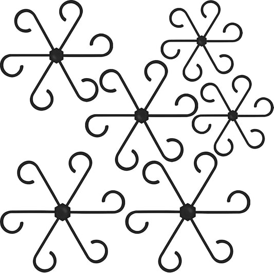 6PCS Plant Stem Support, 3 Sizes Climbing Houseplant Stem Holder, Plastic Reusable Flower Trellis Stem Hook Plant Care Growth Accessories for Flower Plants Indoor Outdoor - Black, 5.28"/4.55"/3"