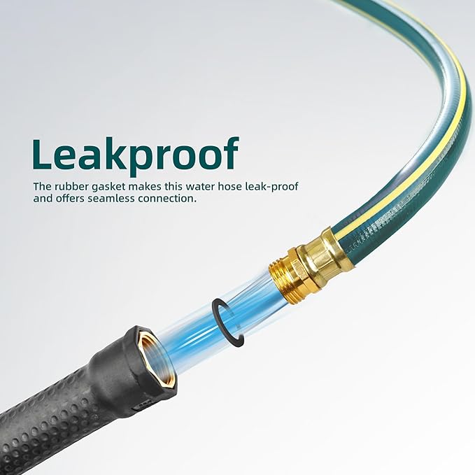 Solution4Patio Short Leader Green Garden Hose 5/8 in. x 12 ft. -Kink Free, Leakproof, Male/Female Fittings -Heavy Duty Durable Flexible Lightweight Water Pipe -Brass Aluminum Ends for Household & Yard