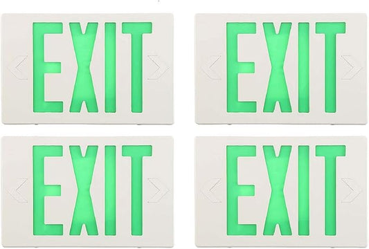 SPECTSUN 4 Packs LED Exit Sign, Emergency Exit Light with Battery Backup, Double Face, UL 924, AC 120/277V, Damp Location, Hardwired Green Letter Exit Lights for Business.