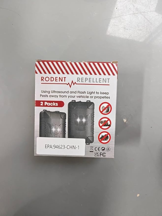 4Pack Rodent Mouse Repellent for Car Engines, Rat Mice Deterrent for Cars with Strobe Light, Under Hood Plug-in Battery Operated Car Mouse Repellent, Keep Squirrel Out of Trucks, Attic, Garage, Barn