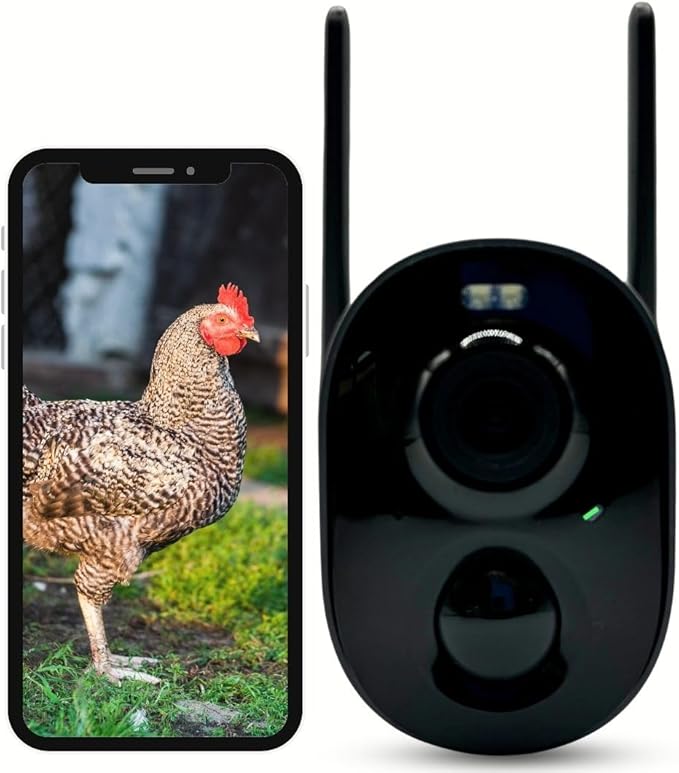 Coop Smart WiFi Chicken Camera – iOS Only, 1080p HD, Night Vision, AI Predator Alerts, Battery + Solar Option, Outdoor Waterproof Security Cam Monitoring & Egg Watch