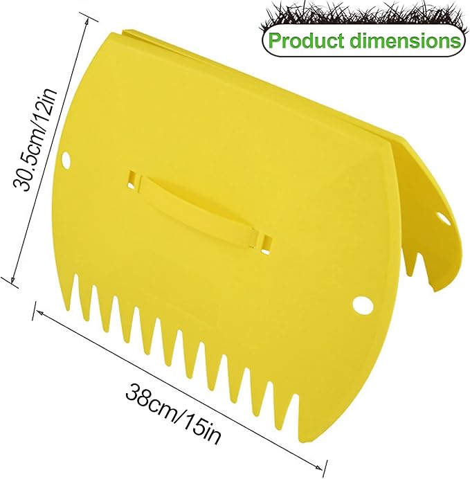 GardenHOME Leaf Scoops Hand Rakes, Large Leaf Grabbers for Yard Work and Garden Use, Clear and Collect Garden Rake, Leaf Scooper and Claws for Leaves, Lawn Debris, and Trash Cleanup, Yellow
