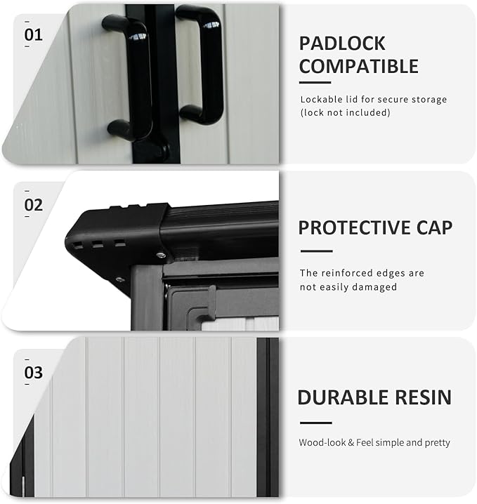 c Outdoor Storage Shed Waterproof Resin Cabinet Heavy Duty Metal Sheds, with Lockable Doors,Tool Sheds for Garden,Backyard,Lawn,Bikes and Patio Furniture,Easy Assembly,Gray