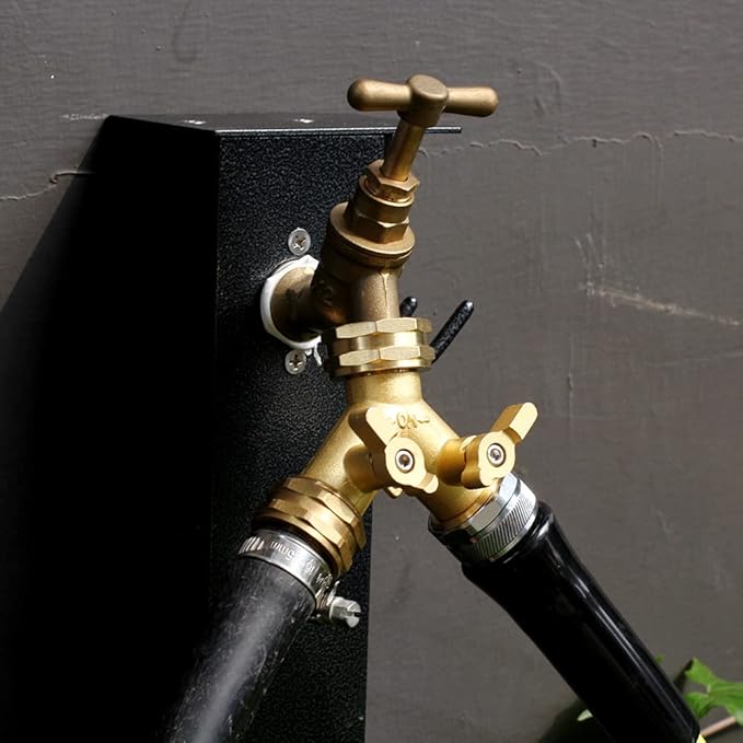 Garden Hose Splitter,2 Way Connector Heavy Duty Brass, Garden Faucet,Splitter for Outdoor Faucet, Hose y Splitter, Hose Bib Splitter, Adapter with Comfortable Grip Shut Off Valves 4 Pcs