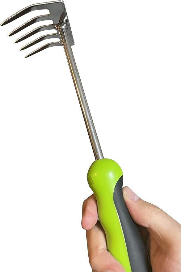 Garden GURU Stainless Steel Hand Rake Cultivator Tiller Tool - Stainless Steel for Ultimate Strength - Rust Resistant - Ergonomic Handle - Great for Gardening Cultivating Loosening Weeding Mulching