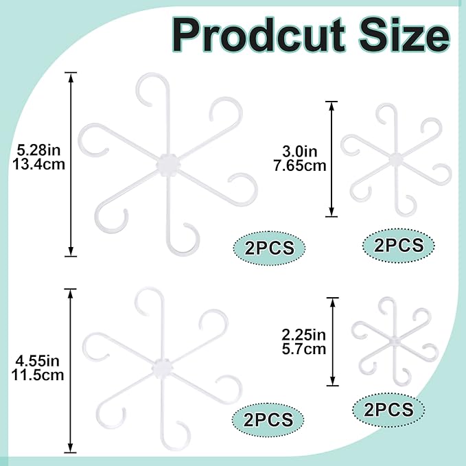 8PCS Plant Stem Support, 4 Sizes Climbing Houseplant Stem Holders, Plastic Reusable Flower Trellis Stem Hook Plant Care Growth Accessories for Flower Plants Indoor Outdoor - Clear