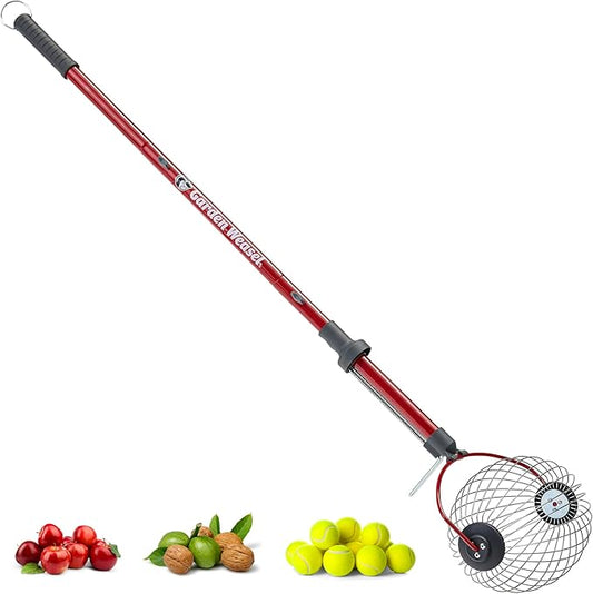 GARDEN WEASEL Large Nut Gatherer Roller – Nut Collector Tool for Walnuts, Sweet Gum Balls, Tennis Balls and More – Yard Picker Upper with Durable Cage and Ergonomic Handle - Newest Model