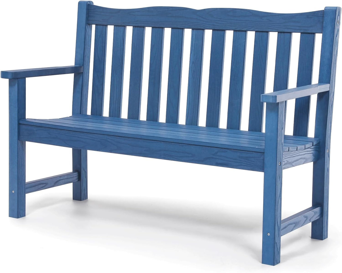 Stoog Outdoor Bench, 2-Person All-Weather HIPS Garden Bench with 800 lbs Weight Capacity, Never Rot or Fade, Waterproof Bench, for Outdoor, Patio, Garden, Porch, Backyard and Park, Blue