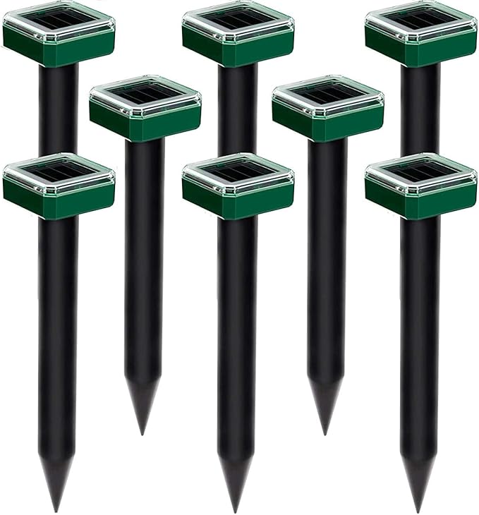 8 Pack Mole Repellent Solar Powered, Upgrade 2025 Waterproof Ultrasonic Gopher Vole Repellent Outdoor, Rat, Squirrel, Skunk, Repellent for Lawn Garden & Yard