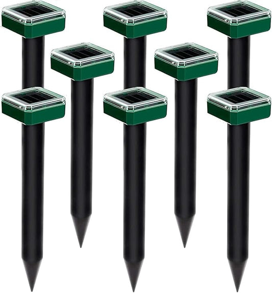 8 Pack Mole Repellent Solar Powered, Upgrade 2025 Waterproof Ultrasonic Gopher Vole Repellent Outdoor, Rat, Squirrel, Skunk, Repellent for Lawn Garden & Yard