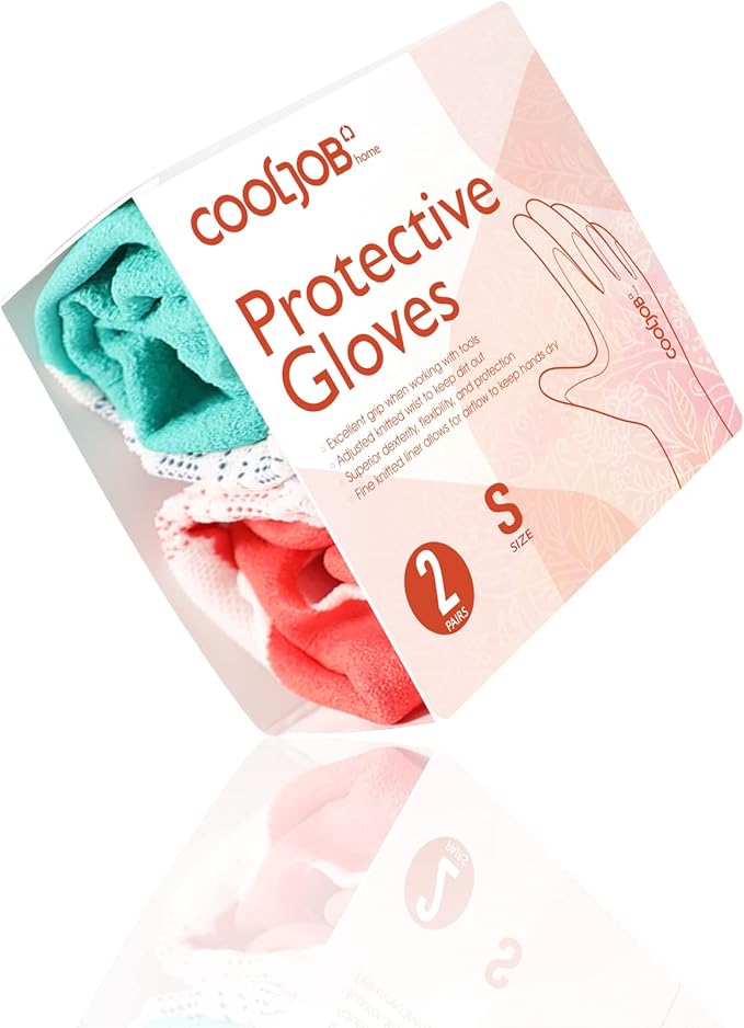 COOLJOB 2 Pairs Gardening Gloves for Women Ladies, Breathable Rubber Coated for Yard Garden, Outdoor Indoor Protective Work with Grip, Small Size, Red & Green