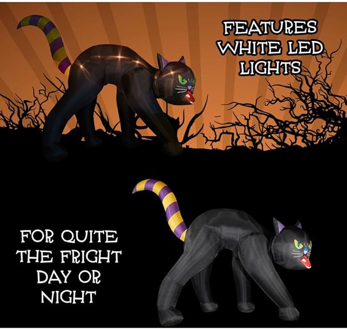 Haunted Hill Farm 20-Ft. Black Cat Halloween Inflatable with Lights, Giant Outdoor Prelit Blow-Up, Festive Halloween Party Decor