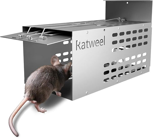 2 Pack Humane Rat Trap Live Mouse Trap Indoor Catch and Release Animal Cage Multi Large Bait Outdoor Reusable Chipmunk Mice Voles Rodent That Work (2)