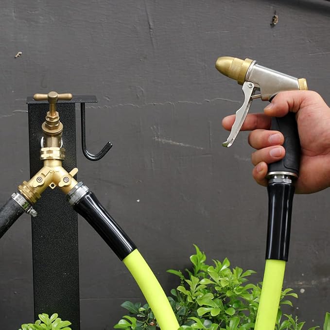 Garden Hose Splitter,2 Way Connector Heavy Duty Brass, Garden Faucet,Splitter for Outdoor Faucet, Hose y Splitter, Hose Bib Splitter, Adapter with Comfortable Grip Shut Off Valves 2Pcs