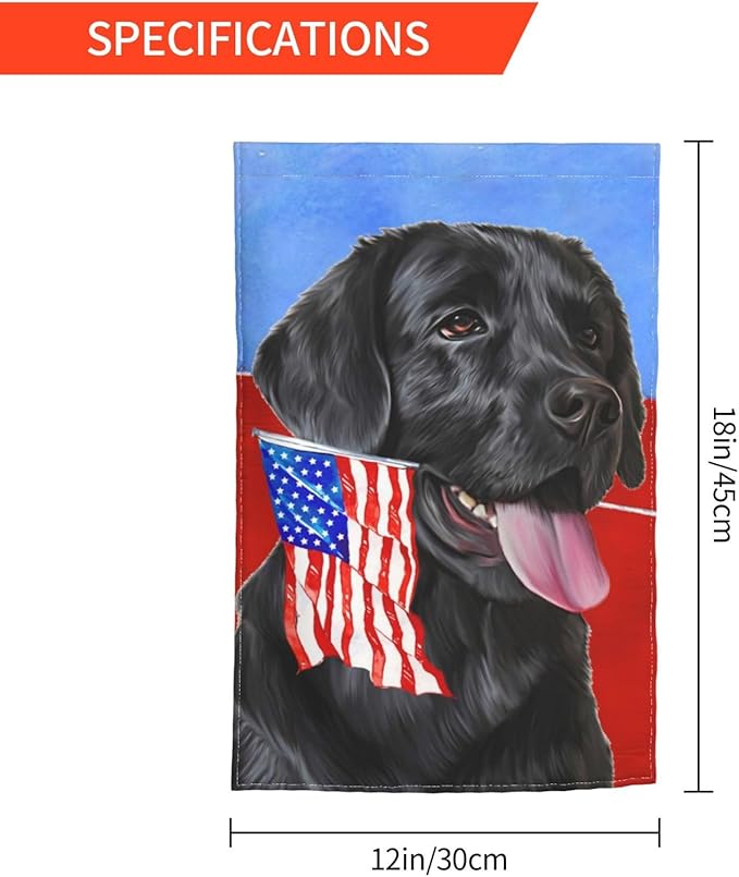 Labrador Lab Dog Black American Flag Garden Flag Welcome Party Outdoor Outside Decorations Picks Home House Garden Yard Decor 12x18 Inch