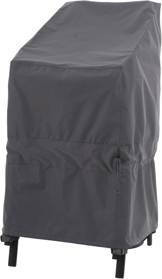 Stackable Patio Chair Cover, Heavy Duty, Wind Resistant and Waterproof Outdoor Lawn Chair Covers, 28W x 36D x 45H, (4-6 Stacked Chairs), Grey,1-Pack