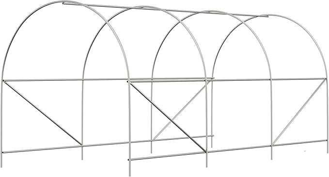 Outsunny 15' x 7' x 7' Walk-in Tunnel Greenhouse, Large Heavy Duty Garden Hot Green House Kit with 6 Roll-up Windows & Roll Up Door, Steel Frame for Garden Plants, White