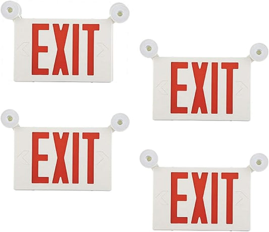 4 Pack Exit Sign with Emergency Lights, Red Exit Sign , Exit Sign for Business, UL Certified-120V/277V-LED Lamp ABS Fire Resistance for Power Failure.