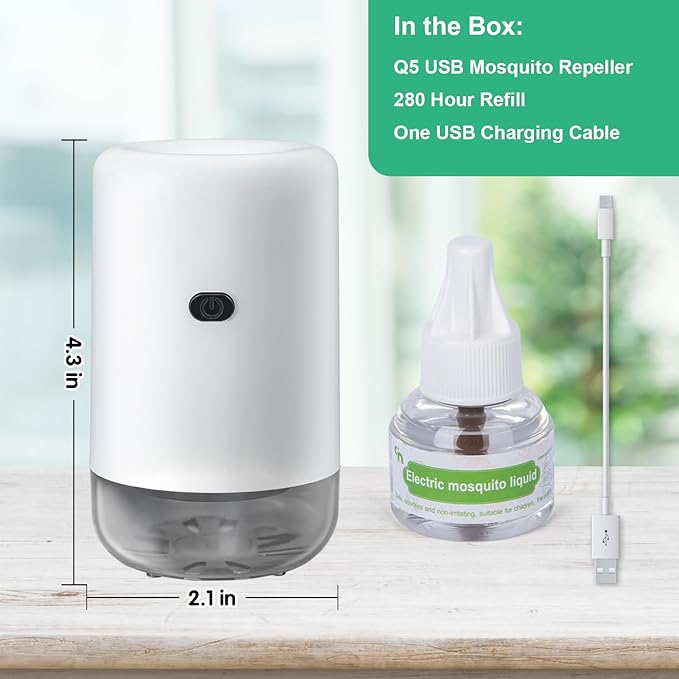 Mosquito Repeller, USB Electronic Mosquito Repeller Indoor Use, Includes 280 Hr Repellent Refill for Home, Bedroom, Office