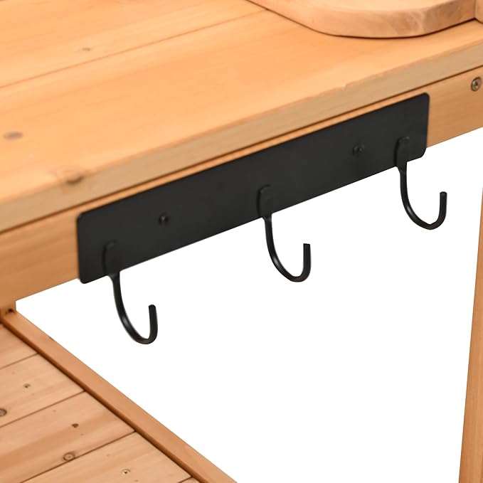 Fir Wood Potting Bench with Hutch - Outdoor Garden Workstation with 4 Shelves, Drawer & Adjustable Storage, 50.2" Countertop, & Pegboard (Natural + Wood + Rustic)