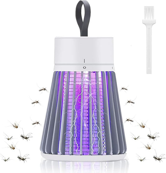 Bug Zapper Rechargeable, Hangable Mosquito Killer Lamp - Portable UV Insect Gnat Trap for Outdoor/Indoor, USB-Powered with Grid for Camping, Bedroom, Patio, Kitchen