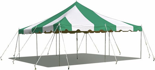 Party Tents Direct 20'x20' Weekender Standard Canopy Pole Tent - Easy Up Canopy Tent with 80 Person Capacity - Outdoor Canopies for Parties, Weddings, & Events (Green/White Top)