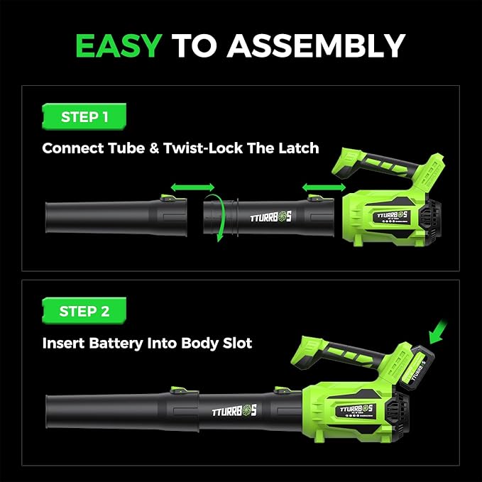 Leaf Blower Cordless - 650CFM Brushless Motor Leaf Blower with 6-Speed Control & Ergonomic Handle - Includes 2 x 5.0Ah Batteries & Fast Charger - Blowers for Lawn Care, Yard, Patio, Leaves, Snow, Dust