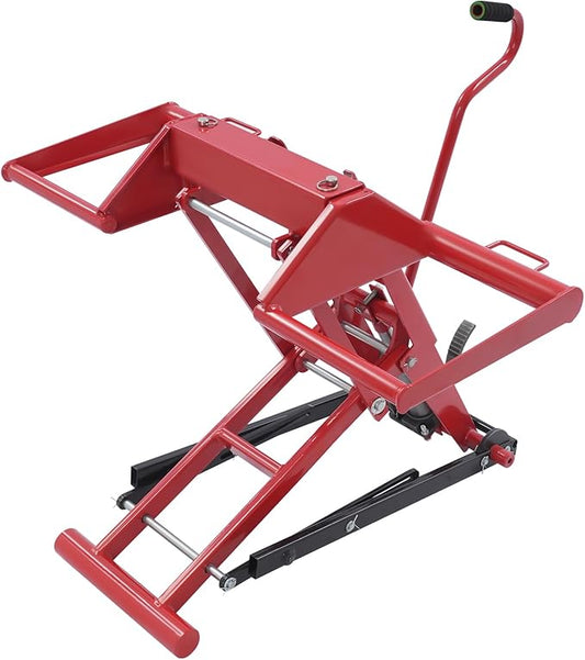 Lawn Mower Lift, 350Lbs Lawn Mower Lift Carbon Steel Hydraulic Lift Jack Lawnmower Lift Tool Adjustable Lawnmower Lifts w/Hydraulic Foot Pedal for Garden Tractors All-Terrain Maintenance and Repair