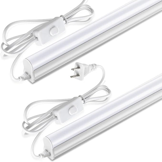 Pak LED Shop Lights, 4FT T5 Integrated Utility Fixture, 2300LM 6500K Cool White, 20W Energy Efficient Linkable LED Tube Lights for Garage, Workshop, Basement, FCC Certified, 2 Pack
