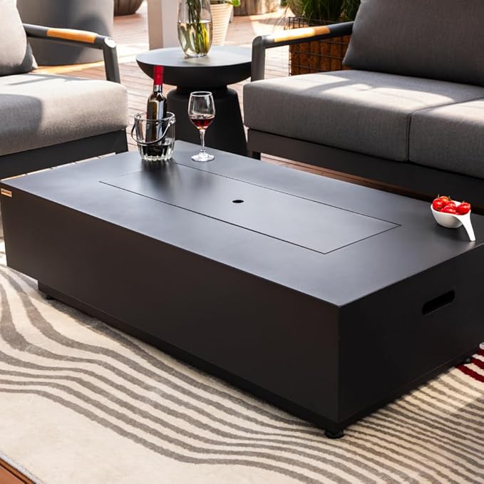 Westwood 50” Propane Fire Pit Smokeless Firepit Outdoor Gas Fire Pit for Outside Patio Firepit Table Includes Rain Cover Converter Kit Lava Rocks Lid CSA Certified