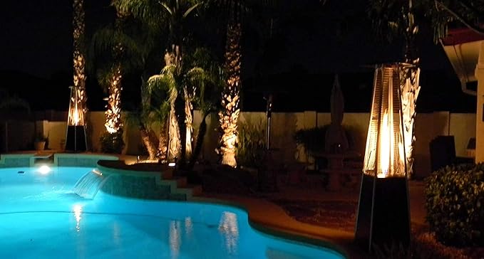 Avenlur Pyramid Patio Heater, 48,000 BTU Outdoor Propane Heater with Quartz Glass Tube, Cover, Ignition & Wheels — Freestanding Gas Heater for Backyard, Deck & Patio (Brown)