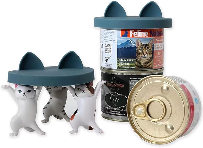 OHMO 2 Pack Dog Food Can Lids, (3,12, 14oz etc.) Universal Size BPA Free Silicone Covers for Cat and Pet Food, Dark Blue