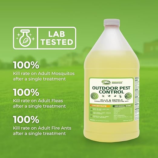 Mosquito Magician Liquid Concentrate, Kills Mosquitoes, Fleas & Fire Ants Yard Spray Treatment, Pet Safe, Use with Sprayers, Foggers & Misting Systems, Outdoor Mosquito Repellent, 1 Gallon - Original