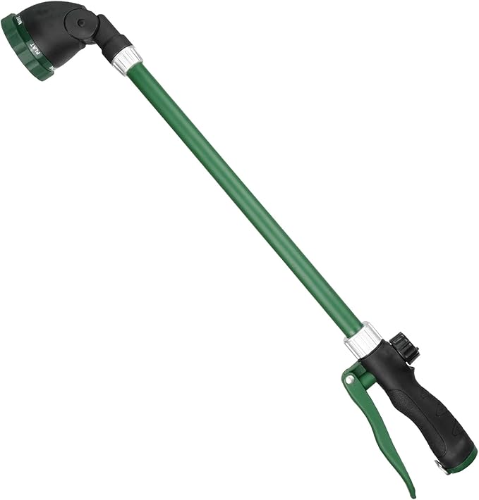 24 Inch Watering Wand With Rotating Head - Heavy Duty Ergonomic Sprayer With Trigger, Adjustable Spray Garden Hose Nozzles, Hanging Basket Wand With Flow Control, No Assembly Required