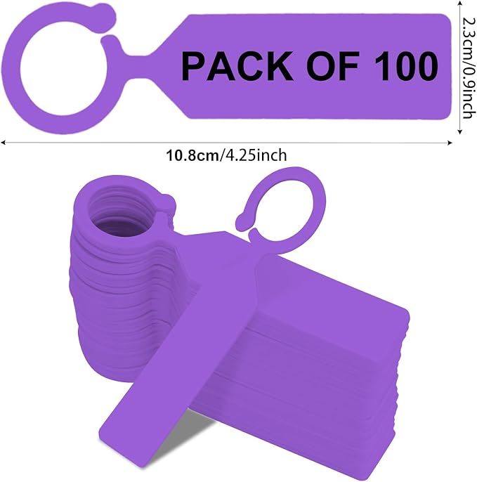 Plant Labels Yuanling 100Pcs Plastic Waterproof Plant Tree Tags Nursery Garden Markers for Indoor Outdoor Gardening Plants Vegetables Flowers Potted (Purple Color with 1 Marker Pen)