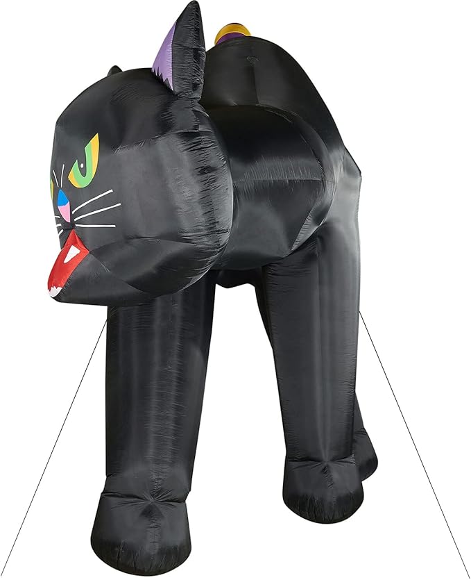 Haunted Hill Farm 20-Ft. Black Cat Halloween Inflatable with Lights, Giant Outdoor Prelit Blow-Up, Festive Halloween Party Decor