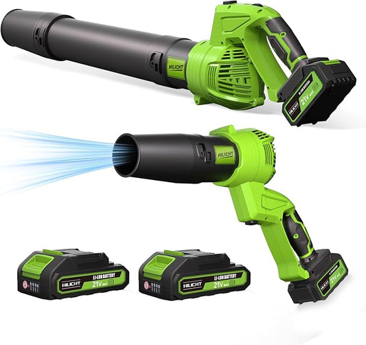 Cordless Leaf Blower with 2 Batteries & Fast Charger 5-Speed Adjustable - Lightweight Handheld Blower for Lawn, Yard, Driveway - 30% Less Fatigue Ergonomic Design (2 * 21V-2.0Ah)