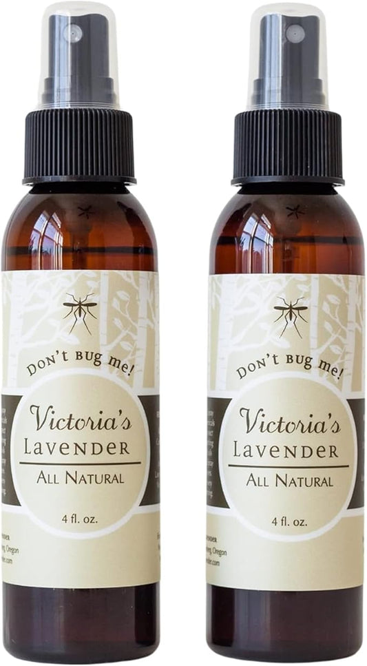 Victoria's Lavender Organic Don’t Bug Me Insect Spray DEET-Free with Lavender Essential Oils & Aloe Vera, Plant-Based Bug Spray for Sensitive Skin, Made in The USA - Outdoor, Hiking, Travel (Two 4oz)
