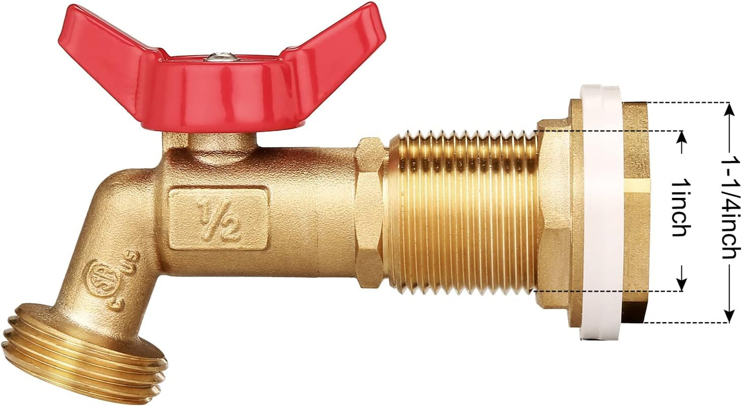 WADEO Rain Barrel Spigot, Brass Water Spigot with Bulkhead Fitting, Rain Water Faucet Kit with Thread Tape
