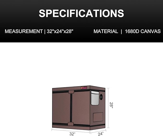 ATOUR Small Grow Tent, 32"x18"x28'' High Reflective Mylar 1680D Hydroponic Grow Tents, Waterproof Grow Tent with Double Cleart Observation Door and Floor Tray, for Indoor Plant Growing