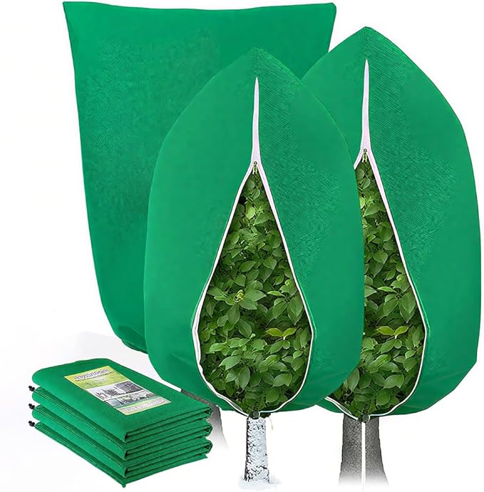 3PC Winter Plant Covers Freeze Protection Kit - 47x71 Reusable Frost Blankets with Adjustable Drawstring for Outdoor Bushes Potted Plants Tree