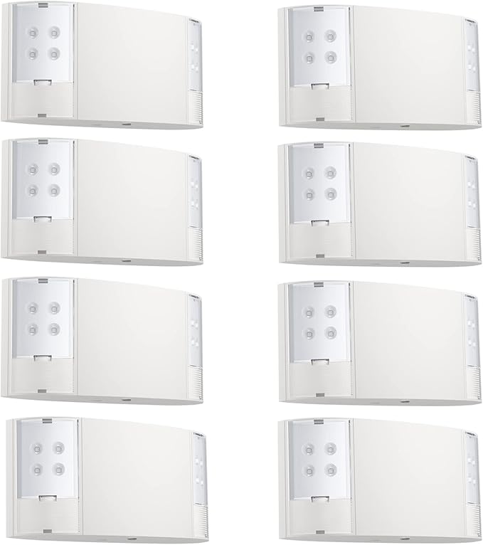 Spectsun 8 Pack LED Emergency Lights with Battery Backup - Two Square Head White Commercial Emergency Exit Light Fixtures - UL Listed - AC 120/277V - Hardwired for Business/Home