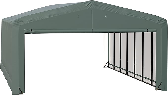 ShelterLogic ShelterTube Garage & Storage Shelter, 20' x 32' x 12' Heavy-Duty Steel Frame Wind and Snow-Load Rated Enclosure, Green