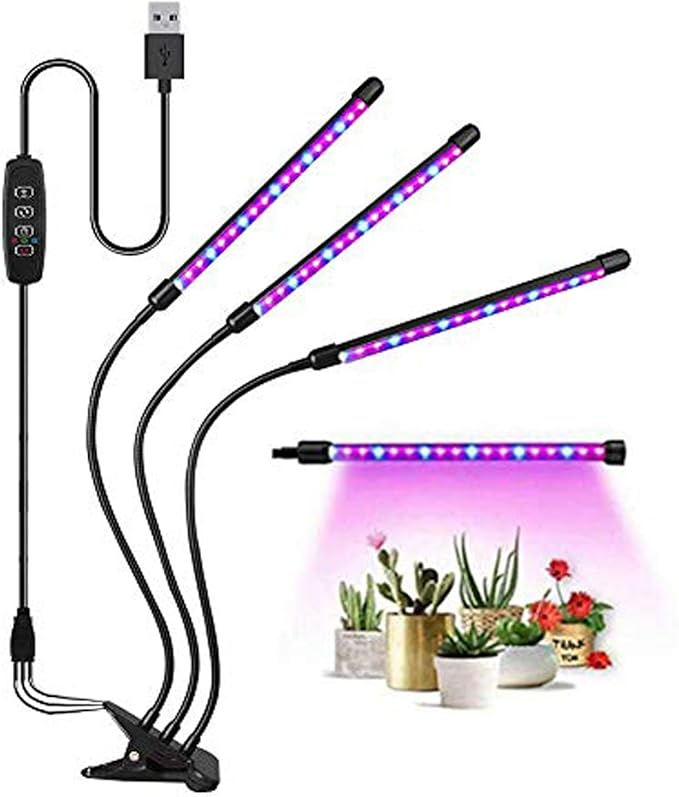 60W Led Plant Grow Lights for Indoor Plants, LED Grow Lamp Bulbs Plant Lights Full Spectrum with Adjustable Neck, Auto ON Off with 3/9/12H Timer Clip-On Desk Grow Lamp for Veg/Flowers