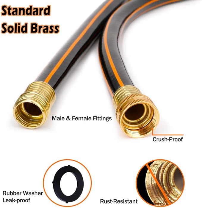Solution4Patio Leader Short Garden Hose 5/8 in. x 10 ft. -Kink Free, No Leaking, Male/Female Fittings -Heavy Duty Durable Flexible Lightweight Water Pipe -Brass Aluminum Ends for Household & Yard Use