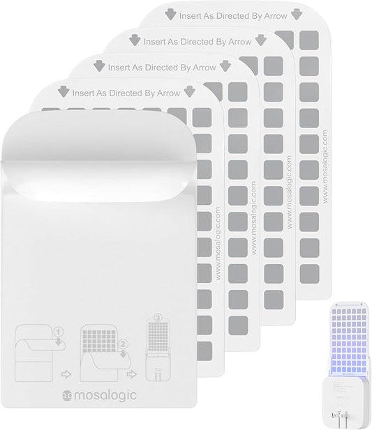 Mosalogic Indoor Fly Trap Refill Glue Cards, Double Sided Sticky Cards Replacement for UVLA1001 Fly Insect Trap - 5Pack