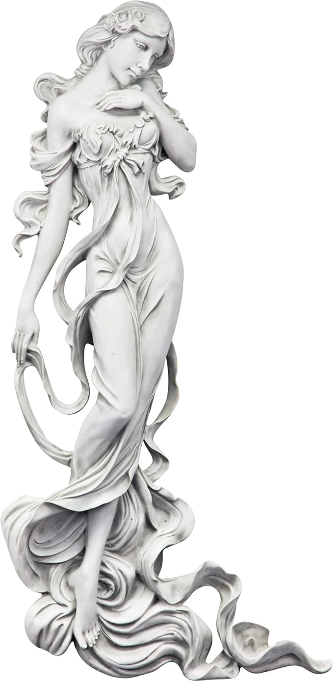 Design Toscano Flora Divine Patroness of Springtime Indoor/Outdoor Wall Frieze Sculpture, 31 inches tall, Cast Stone Resin, Antique Stone Finish