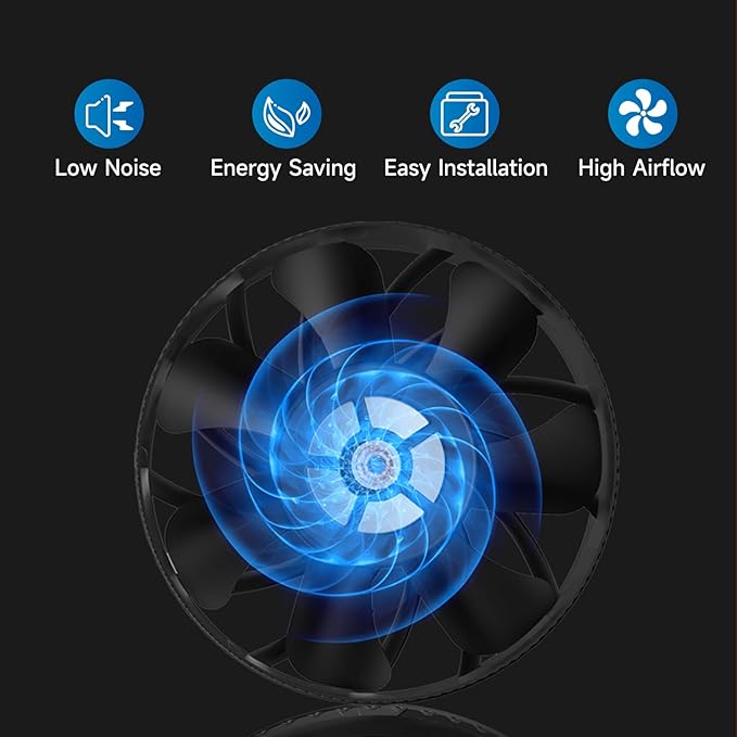 Hon&Guan 8" Air Filtration Kit: 8 Inch Inline Duct Fan with Speed Controller, 16" High Carbon Filter, 16 Ft Ducting & Rubber Coupler, Ventilation System for Grow Tents, Indoor Gardening, Hydroponics