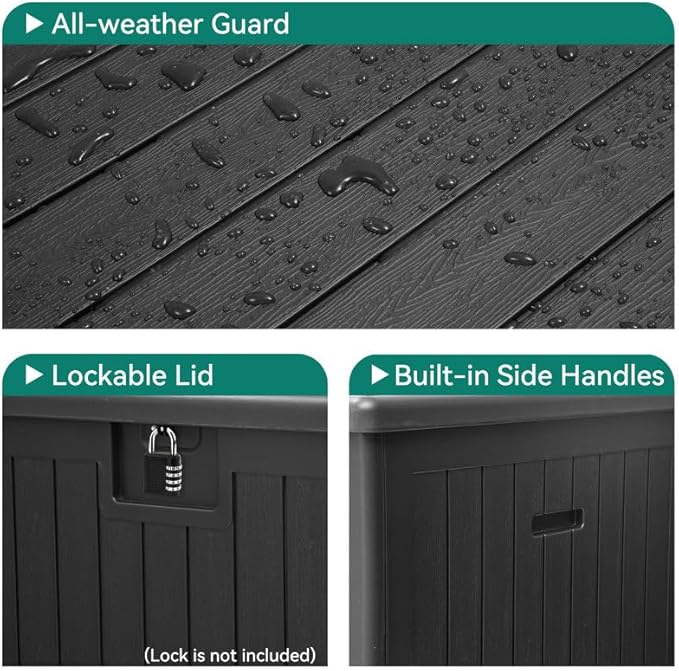 YITAHOME XL 150 Gallon Large Deck Box,Outdoor Storage for Patio Furniture Cushions,Garden Tools,Waterproof,Lockable (Black)