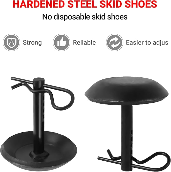 AR-PRO Replacement Snow Plow Skid Shoes for Compatible with ATV/UTV Polaris K-Plow 2205071 and 2208864 - Hardened Steel Snow Plow Non-Slip Base with Quick-Release Cotter Pins (2-Pack, Black)